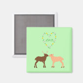 Deer Couple und Daisy Heart Custom Magnet (Vorderseite/Rückseite)