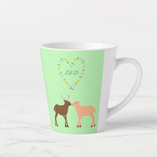 Deer Couple und Daisy Heart Custom Milchtasse (Rechts)