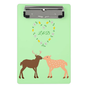 Deer Couple und Daisy Heart Custom Mini Klemmbrett