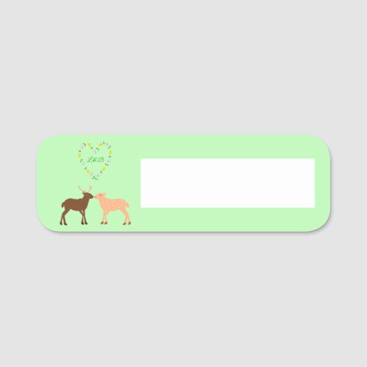 Deer Couple und Daisy Heart Custom Namensschild (Vorderseite)