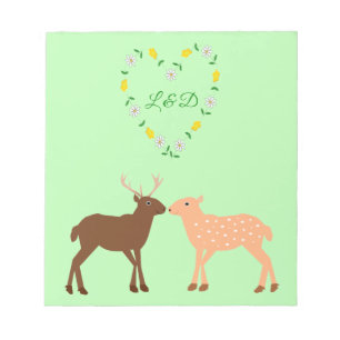 Deer Couple und Daisy Heart Custom Notizblock