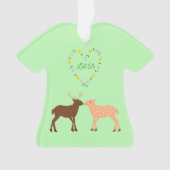 Deer Couple und Daisy Heart Custom Ornament (Vorderseite)