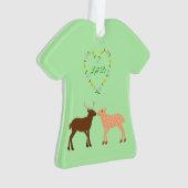 Deer Couple und Daisy Heart Custom Ornament (Vorderseite)