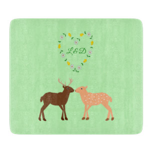 Deer Couple und Daisy Heart Custom Schneidebrett