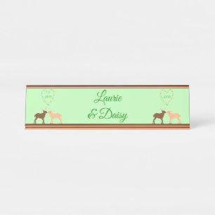 Deer Couple und Daisy Heart Custom Schreibtischnamensplakette