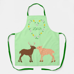 Deer Couple und Daisy Heart Custom Schürze