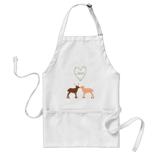 Deer Couple und Daisy Heart Custom Schürze (Vorne)