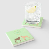 Deer Couple und Daisy Heart Custom Steinuntersetzer (Seitenansicht)