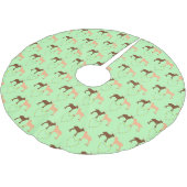 Deer Couple und Daisy Heart Polyester Weihnachtsbaumdecke (Schrägansicht)