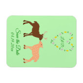 Deer Couple und Daisy Heart Save the Date kundensp Magnet (Horizontal)