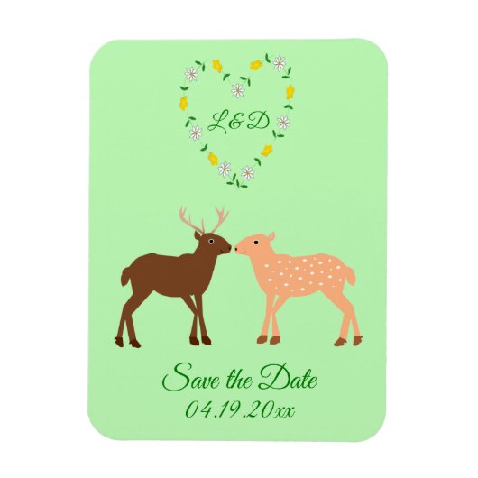 Deer Couple und Daisy Heart Save the Date kundensp Magnet (Vertikal)
