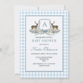Deer Crest Monogram Hirschjagd-Baby Shower Einladung (Vorderseite)