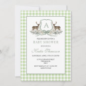 Deer Crest Monogram Hirschjagd-Baby Shower  Einladung (Vorderseite)