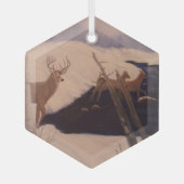 Deer Crossing Glass Hexagonornament Ornament Aus Glas (Vorderseite)