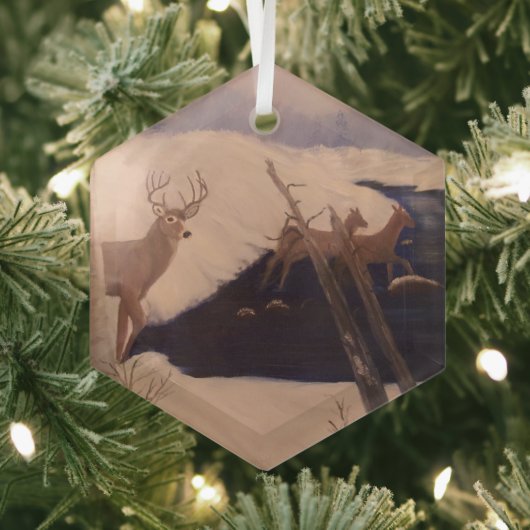 Deer Crossing Glass Hexagonornament Ornament Aus Glas (Insitu)