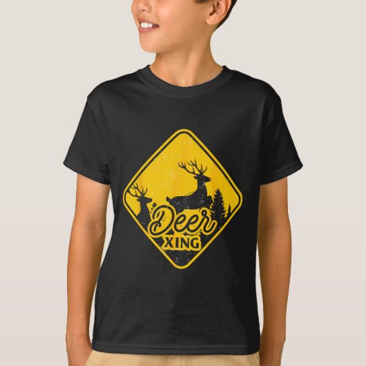 Deer Crossing Sign Christmas Xing Reindeer Funny M T-Shirt (Vorderseite)