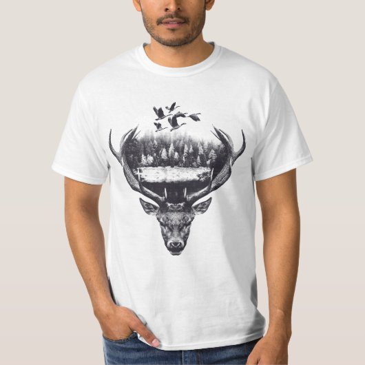 Deer design double exposed T-Shirt (Vorderseite)