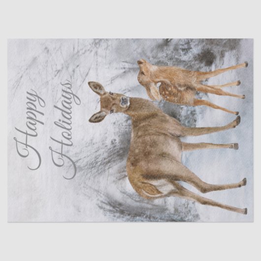 Deer Doe Fawn Watercolor Seidenpapier (Vorderseite)