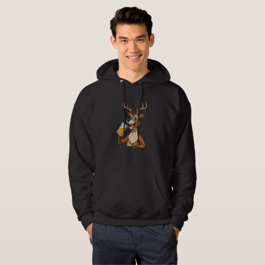 Deer Drinking Beer for a Hunter Hoodie (Vorne ganz)