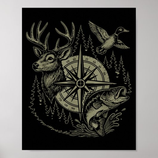 Deer Duck Fishing Hunting Solves Most Of My Proble Poster (Vorne)