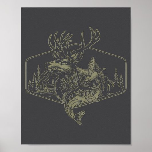 Deer Duck Fishing Hunting Solves Most Of My Proble Poster (Vorne)