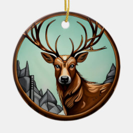 Deer Elegance: Ein stilvolles Weihnachtsgeschenk Keramik Ornament