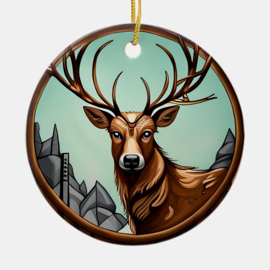 Deer Elegance: Ein stilvolles Weihnachtsgeschenk Keramik Ornament (Vorne)