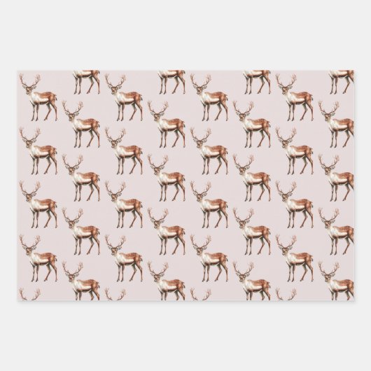 Deer Elk Christmas Geschenkpapier Set (Vorderseite)