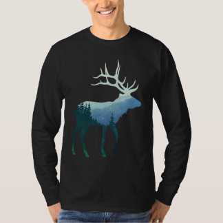 Deer Elk Double Exposure Surreal Wildlife Animal T-Shirt