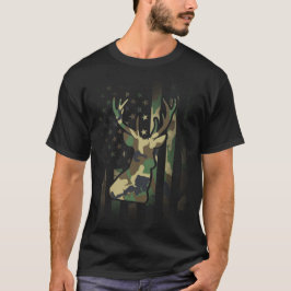 Deer Elk Gift Camouflage American Flag USA Militär T-Shirt