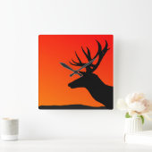 Deer Elk Silhouette Man Cave Design Quadratische Wanduhr (Zuhause)