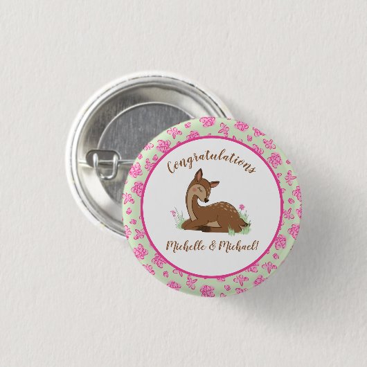 Deer Fawn Baby Shower Button (Vorne & Hinten)