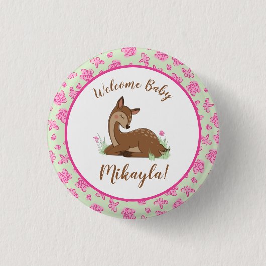 Deer Fawn Baby Shower Button (Vorderseite)