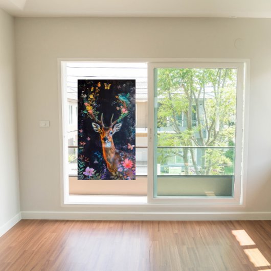 Deer Forest Butterflies Painting Privacy Artful Fensteraufkleber