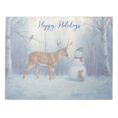 Deer & Funny Snowman Weihnachten Notizblock (Vorderseite)