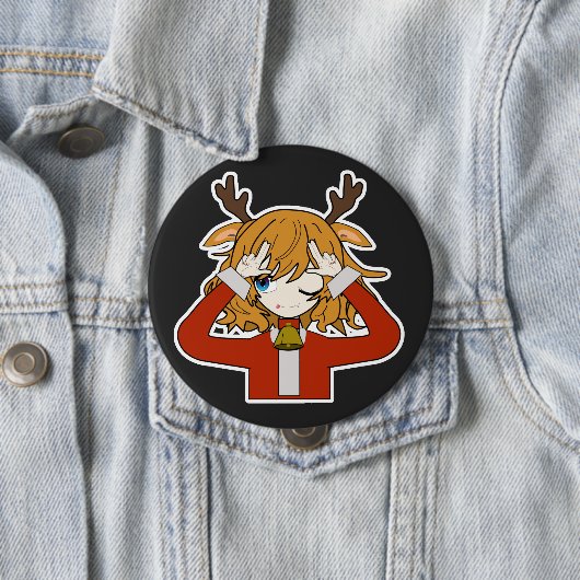 deer girl with santa clothes button (Beispiel)
