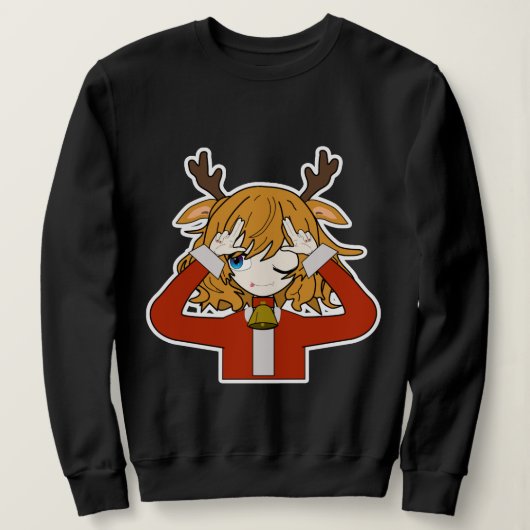 deer girl with santa clothes sweatshirt (Design vorne)
