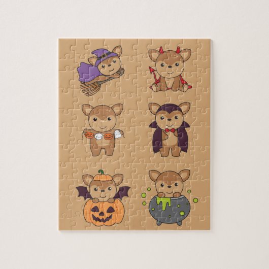 Deer Halloween Devil Pumpkin Vampire Costume Jigsa Puzzle (Vertikal)