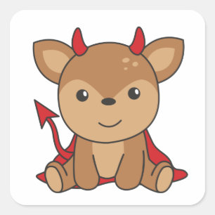 Deer Halloween Niedlich Devil Hexenkostüm Square S Quadratischer Aufkleber