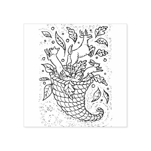 DEER HARE FOX WILDLIFE, DIE KORNUKOPIA DER NATUR GUMMISTEMPEL (Prägung)