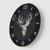 Deer Head on Carbon Fiber Style Print Große Wanduhr (Winkel)