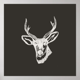 Deer Head Print Poster