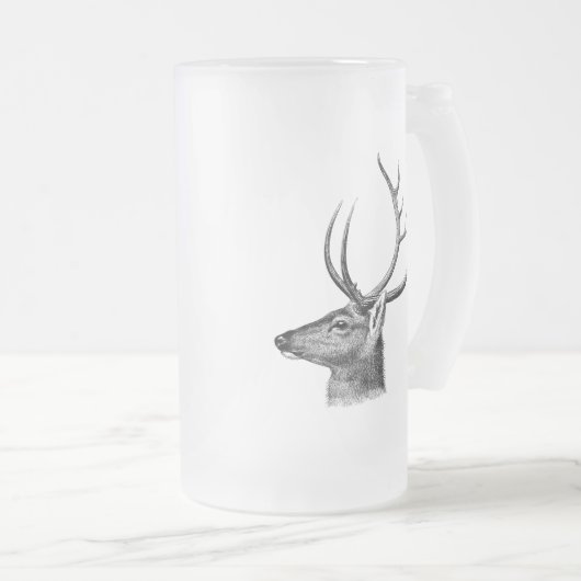 Deer Head Silhouette Mattglas Bierglas (VorderseiteRechts)
