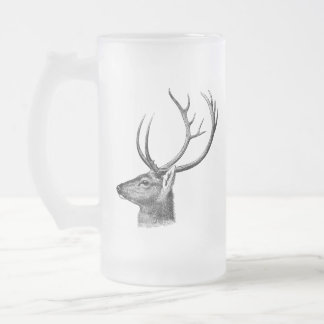 Deer Head Silhouette Mattglas Bierglas