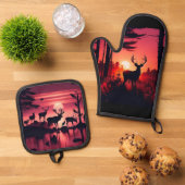 Deer Heaven Ofenhandschuh & Topflappen-Set (Oben Unten)