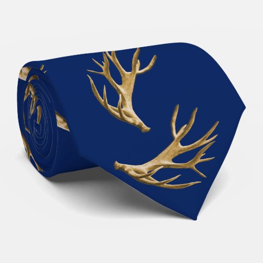 Deer Hunter Antlers Navy Blue Krawatte (Gerollt)