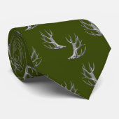 Deer Hunter Antlers Pattern Forest Green Krawatte (Gerollt)