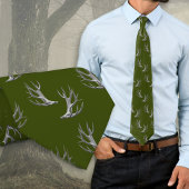 Deer Hunter Antlers Pattern Forest Green Krawatte