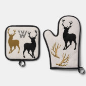 Deer Hunter Antlers Woodsman Ofenhandschuh & Topflappen-Set (Vorderseite)