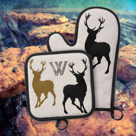 Deer Hunter Antlers Woodsman Ofenhandschuh & Topflappen-Set
